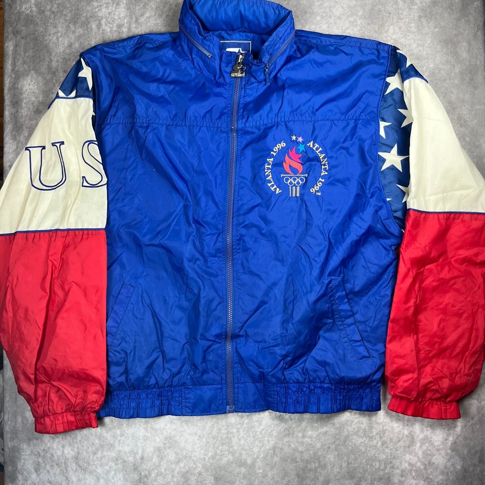 Starter Vintage 1996 Atlanta Olympics USA Windbreaker Jacket Blue Red XL